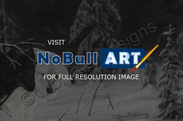 Art By Nathaniel B Dunson - Snow Wolves - Oil Pastel