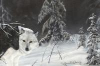 Snow Wolves - Oil Pastel Paintings - By Monique And Nate Dunson, Traditional Painting Artist