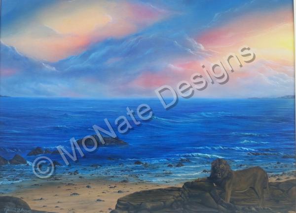 Art By Nathaniel B Dunson - Leo Ocean Sunset - Oil On Canvas