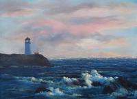 The Lighthouse - Oil On Canvas Paintings - By Monique And Nate Dunson, Traditional Painting Artist
