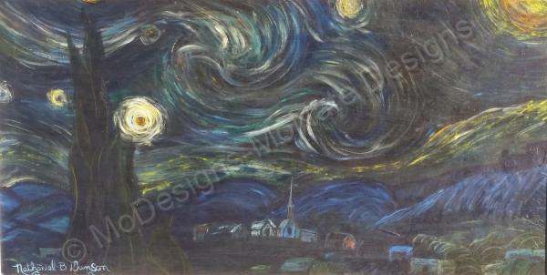 Art By Nathaniel B Dunson - Starry Night - Oil On Copper