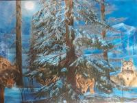 The Wolves - Oil On Canvas Paintings - By Monique And Nate Dunson, Traditional Painting Artist