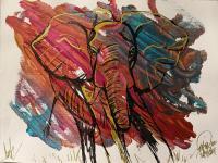 Elephant 7 - Acrylic Paintings - By Monique And Nate Dunson, Animal Painting Artist