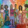 Girlfriends - Mixed Media Paintings - By Monique And Nate Dunson, Figuritive Painting Artist