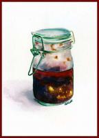 Hot Chili Pepper In A Jar - Watercolor Paintings - By Peter Lau, Realism Painting Artist