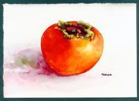 Asian Persimmon - Watercolor Paintings - By Peter Lau, Realism Painting Artist