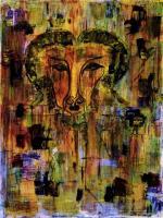 Beast Heads - The Aries  The Prophet - Acrylic Gel Medium China Ink H