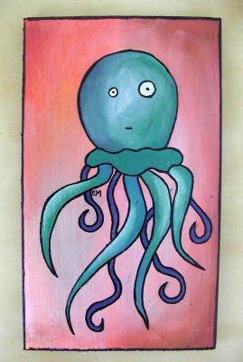 Underwater - The Wiggler - Acrylic On Wood