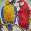 Blue And Redaras - Watercolour On The Paper Paintings - By Armine Abrahamyan, Naiv Art Painting Artist