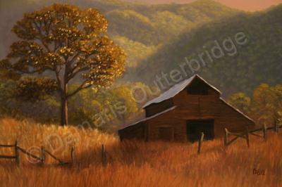 Landscape - Old Barn In The Mountains - Calif - Oil On Canvas