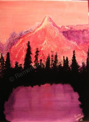 Scenery - Delightful Pink Hesperis - Acrylic On Canvas