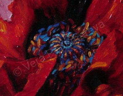 Red - Red Flower - Oil On Canvas