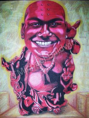 College Work - My Friend As Buddha - Oil Pastel  Chalk