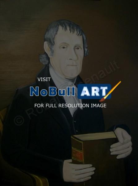 Primitive Portraits - Minister With Bible - Oil On Stretched Canvas