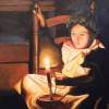 Young Girl With Candle - Limited Edition Paper Print Paintings - By Robert Arsenault, Early American Folk Art Painting Artist