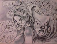 Smile Now Cry Later - Pen  Paper Drawings - By Carlos Torres, Tattoo Drawing Artist