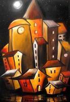 Magic Cities By Elka - Magic Stars Above The City  3 Wishes - Acrylic On High Gallery Qualit