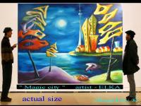 Magic Landscape - City By Elka - Acrylic On Canvas Paintings - By Elizabeth Kawala, Original Painting Landscape Ab Painting Artist