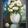 Modern Gallery Original Painting Garden Roses Vase Elka - Acrylic On Canvas Paintings - By Elizabeth Kawala, Flowers In Vase Impressionism Painting Artist