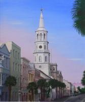 Easter On Broad - Acrylic Paintings - By Allan West, Realistic Painting Artist