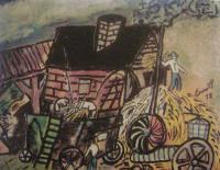 Fall Harvest 1934 - M Ixed Medium Paintings - By Everett Hickam, Premative Painting Artist