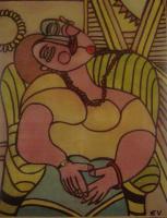 Sleeptime Gal Sal - Mixed Medium Paintings - By Everett Hickam, Expressionist Painting Artist