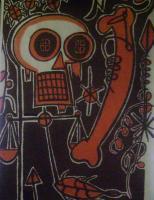 Basquiat Memorial - Bones Basquiate Style By Eg Hickam - Colored Ink