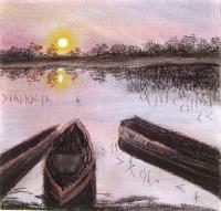 Three Boats - Soft Pastel Paintings - By Nina Mitkova, Realism Painting Artist