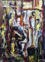 Blame The Victim - Oil On Board Paintings - By Asim Amjad, Expressionism Painting Artist