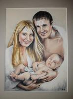 Family Portrait - Pencil  Paper Drawings - By Lina Pauliukiene, Realistic Drawing Drawing Artist