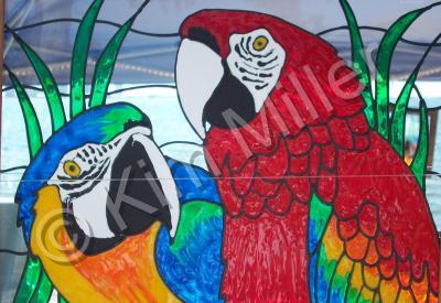 Glass Panel - Parrot Heads - Glass Overlay