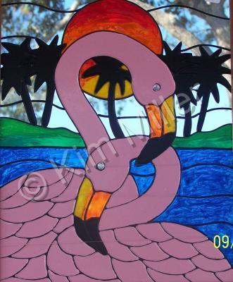 Glass Panel - Flamingo Love - Glass Overlay