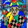 Jester - Glass Overlay Paintings - By Kim Miller, Casual Painting Artist
