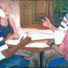 Men Playing Dominoes - Oil On Canvas Paintings - By Carlos Gonzalez, Pop Art Painting Artist