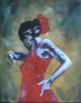 People - Flamenco Dancer - Oil On Canvas