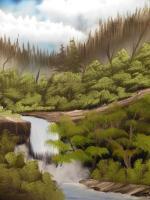 Oil Paintings - Secluded Waterfall - Oil On Canvas