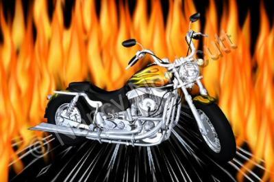 Digital Art - Flame Motorcycle - Digital