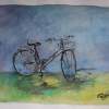 La Bicicleta - Watercolor Paintings - By Ricardo Perez Uribe, Abstract Painting Artist