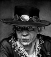 Stevie Ray Vaughan - Graphite Pencil Drawings - By Jim Briscoe, Black  White Drawing Artist