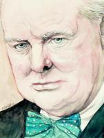 Sir Winston Churchill - Watercolor Paintings - By Morgan Fitzsimons, Traditional Painting Artist