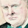 Sir Winston Churchill - Watercolor Paintings - By Morgan Fitzsimons, Traditional Painting Artist