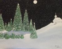 Winter Scenes - Little Church On The Hill - Acrylic