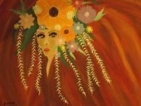 Autumn Goddess - Acrylic Paintings - By Debra-Ann Congi, Expressionism Painting Artist