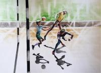 Footballish - Watercolor Paintings - By Rostislav Shmakov, Realism Painting Artist