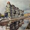 Along Griboyedov Canal - Watercolor Paintings - By Rostislav Shmakov, Realism Painting Artist