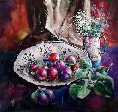 1 - Plums - Watercolor