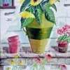 Flowerpots - Watercolor Mixed Media - By Donna Castlegrant, Modern Mixed Media Mixed Media Artist