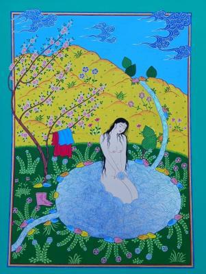 Tabriz - Mah Pishani - Gouache And Goldsheet