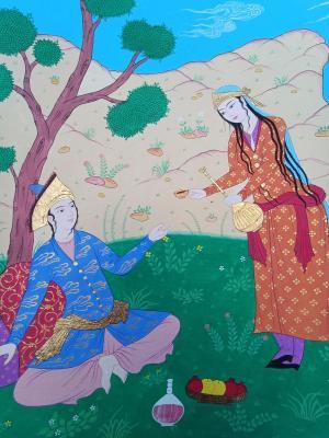 Esfahani Romances - Once Upon A Time In Esfahan - Gouache And Goldsheet