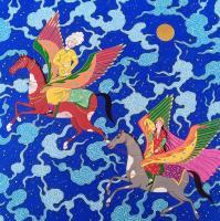 Fly With Me On The Wings Of Love - Gouache And Goldsheet Paintings - By Aynaz Najafi, Miniature Painting Artist